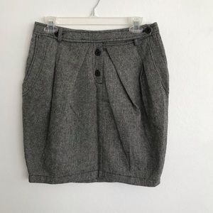 Gray Fleece 100%Wool Business Lantern Skirt